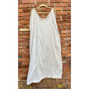 Antique Edwardian White Cotton Slip Dress Chemise Floral Embroidery Lace AS IS Wounded Bird