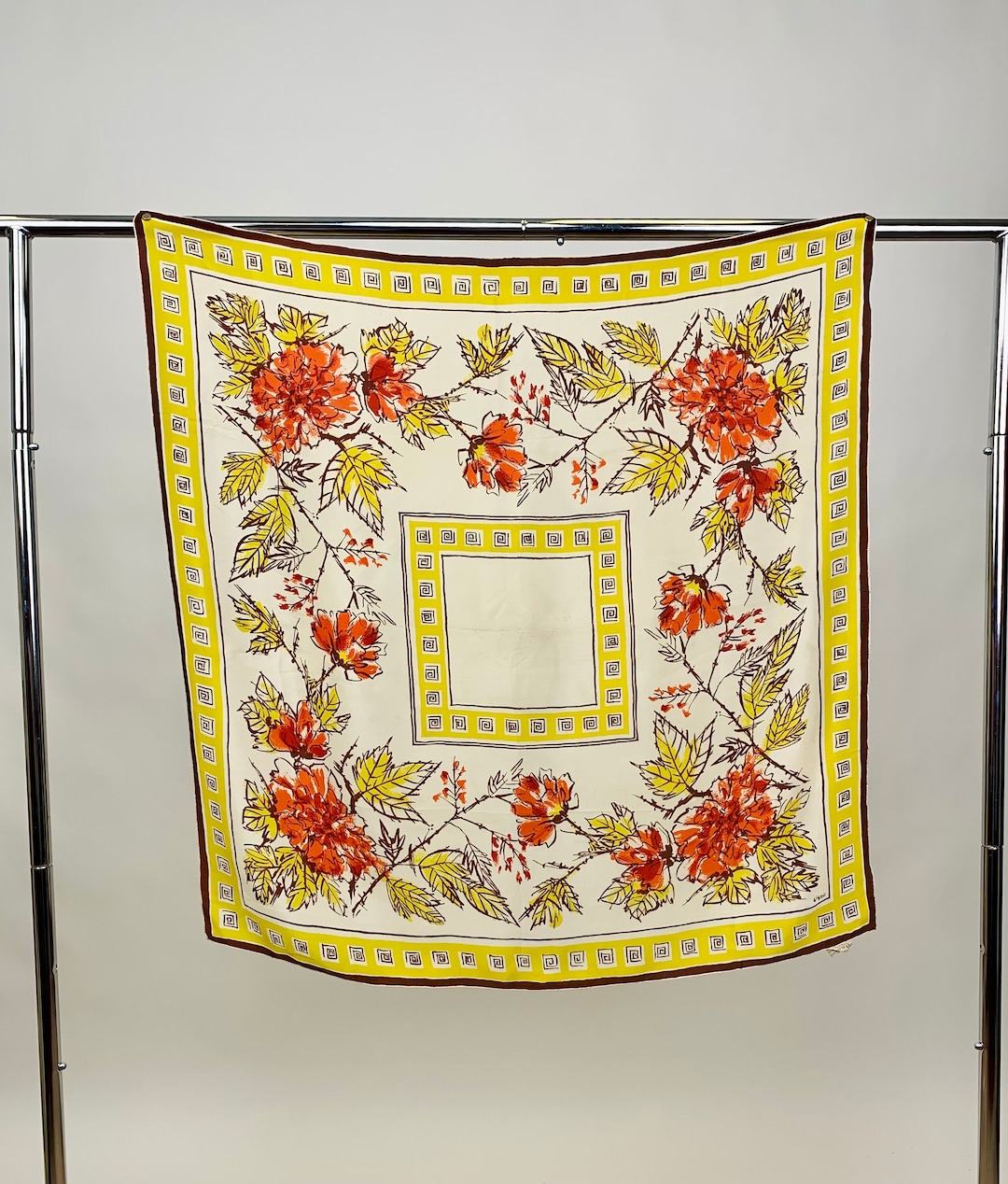 50's Gold and Brown Silk Neck Scarf by Vera main image 1