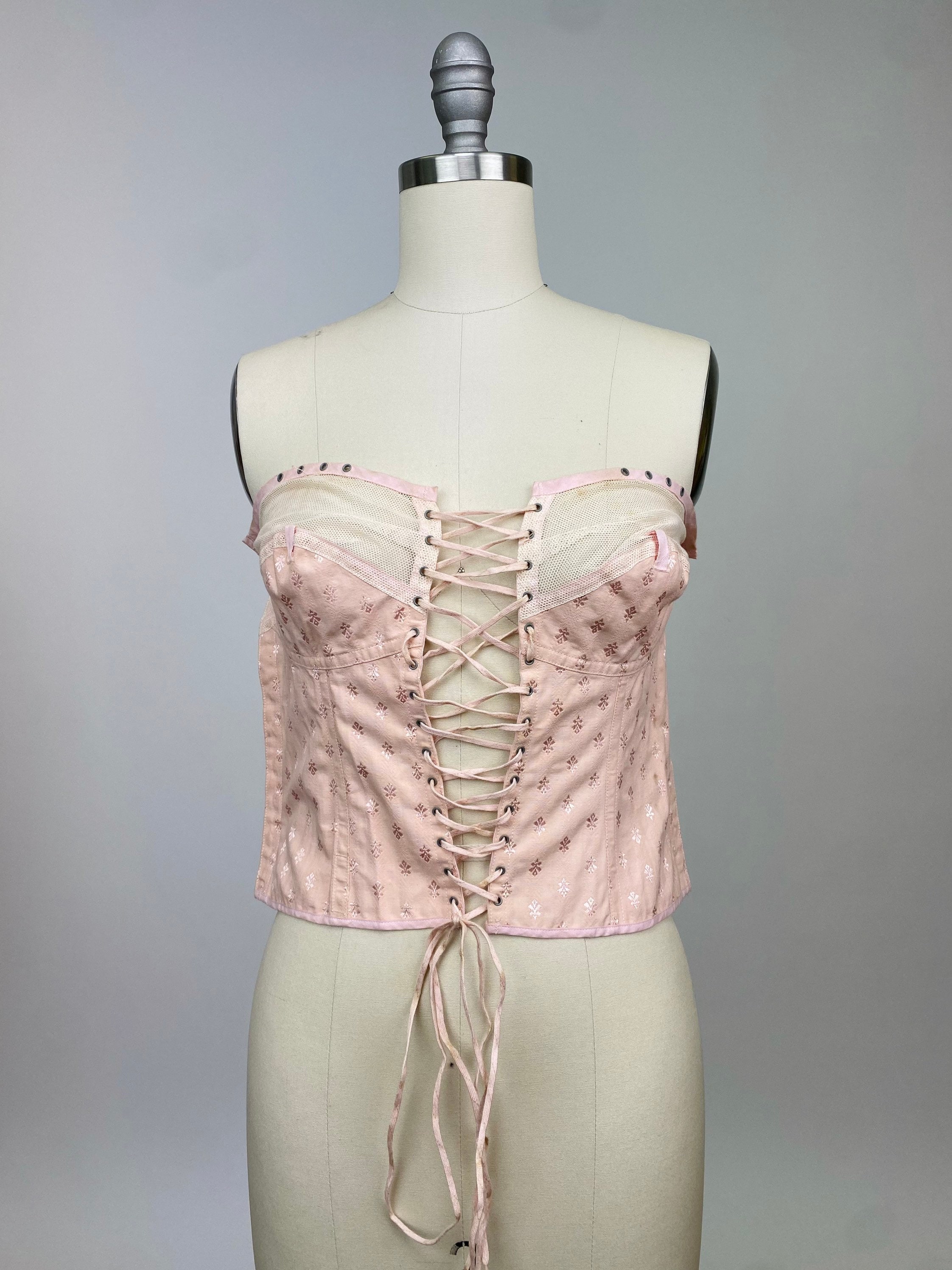 Rare Vintage Early 1900s Spirella Corset, Bustier, Lace up Undergarment,  Body Shaper, Pale Blush Pink, Front Only -  Canada