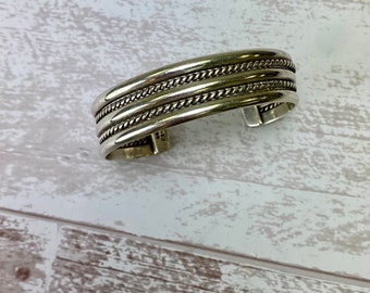 Vintage Sterling Silver Taxco 925 Twisted Wire Rope Native American Cuff Bangle Signed