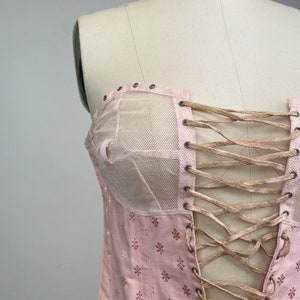 Rare Vintage early 1900s Spirella Corset front, bustier, lace up undergarment, body shaper, pale blush pink image 9