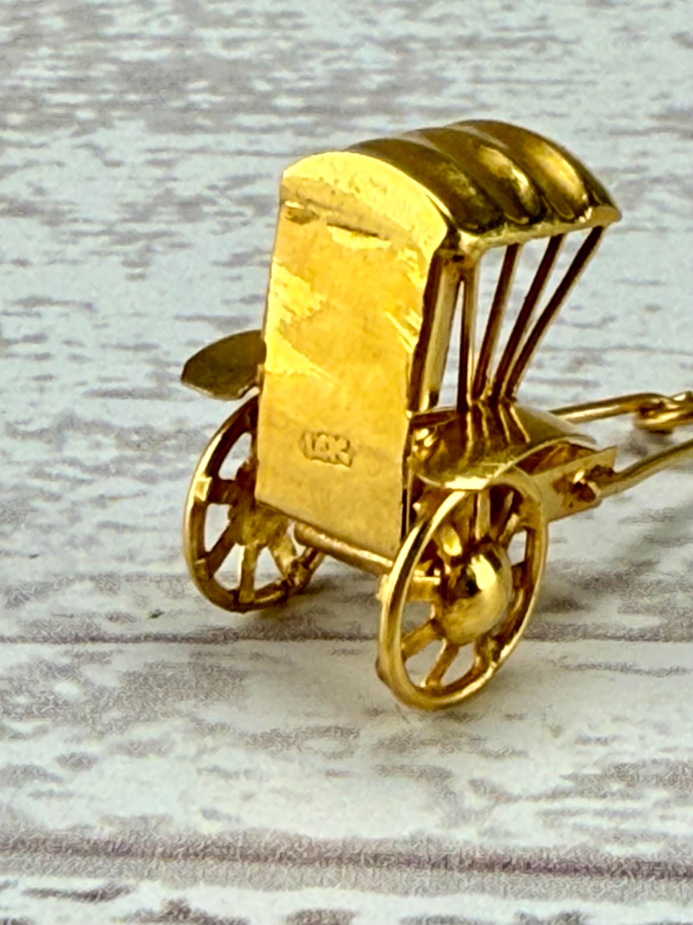 Vintage 14k Yellow Gold Rickshaw Cart Charm or Pendant 585 2.62g A - Etsy