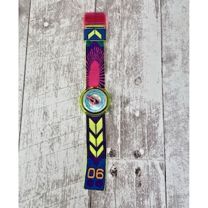 Vintage 1990s Pop Swatch Watch Neon PWK175 Waterskiing wrist watch as is image 12
