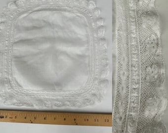 Vintage weißes Baumwolle Taschentuch Taschentuch Spitzenzier etwas alte Braut Hochzeit etwas Altes