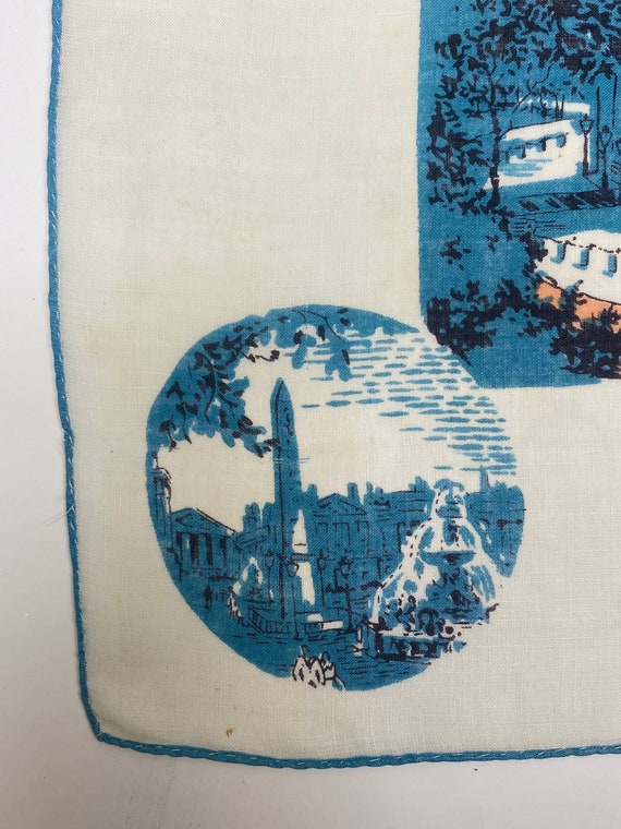 Vintage Linen Paris France Kimball novelty hankie… - image 2