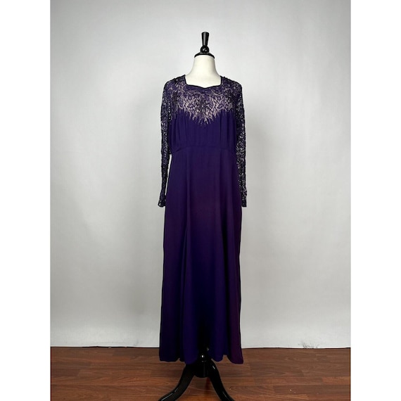 purple dress with lace overlay Black and Purple Chiffon Lace Overlay Dress, Size 12