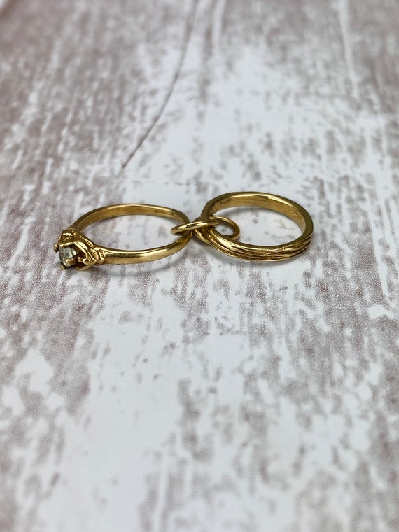 Vintage 14k solid yellow gold Wedding Engagement … - image 3