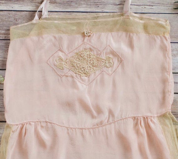Vintage 1920s blush pink silk lingerie teddy shor… - image 7