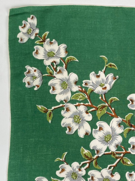 Vintage 1950s Dogwood Flower novelty Print hankie… - image 8