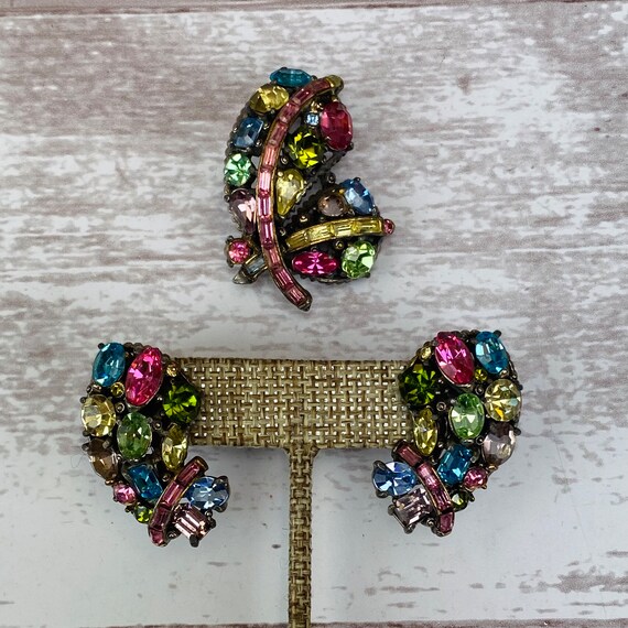 Vintage Hollycraft 1955 Butterfly pastel rhinesto… - image 1