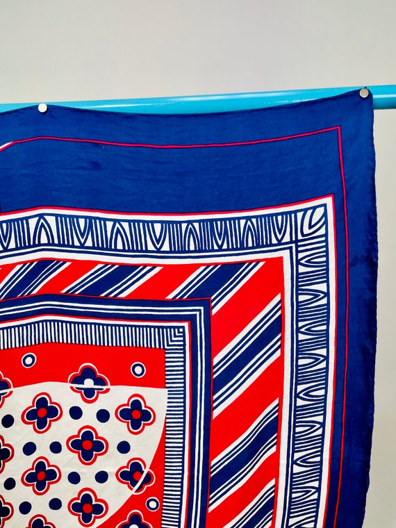 Vintage Sant' Angelo Silk Red White and Blue Abst… - image 5