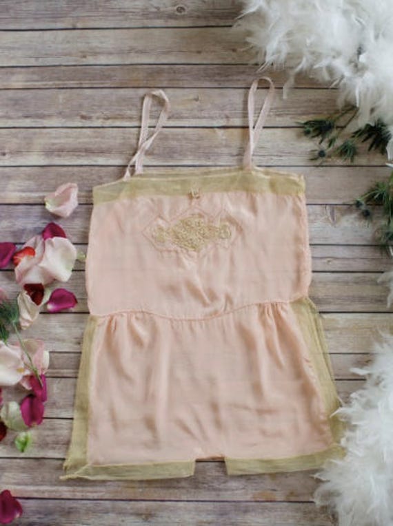 Vintage 1920s blush pink silk lingerie teddy shor… - image 9