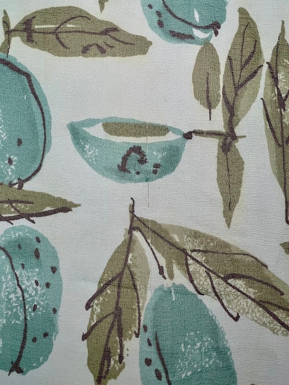 Novelty Apple Print Silk Chiffon Vera Scarf Turqu… - image 5