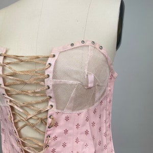 Rare Vintage early 1900s Spirella Corset front, bustier, lace up undergarment, body shaper, pale blush pink image 2