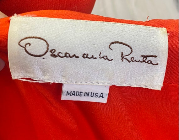 Vintage 1990s Designer Oscar de la Renta Silk Red… - image 10