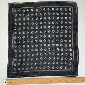Vintage Silk Vera Block Print novelty hankie Handkerchief Hanky or Scarf Black Gold and Silver Print Flowers
