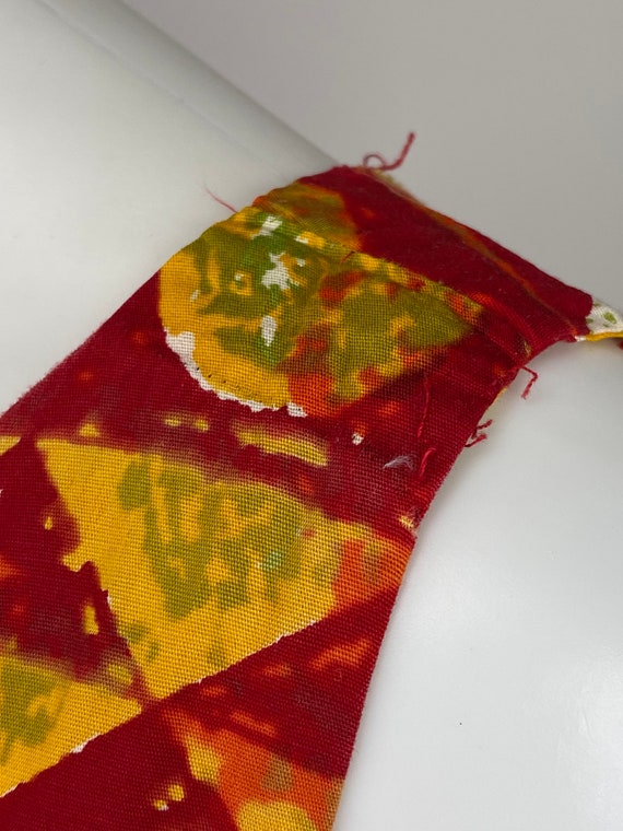 Alfred Shaheen Red Orange Lime Yellow Printed Cot… - image 8