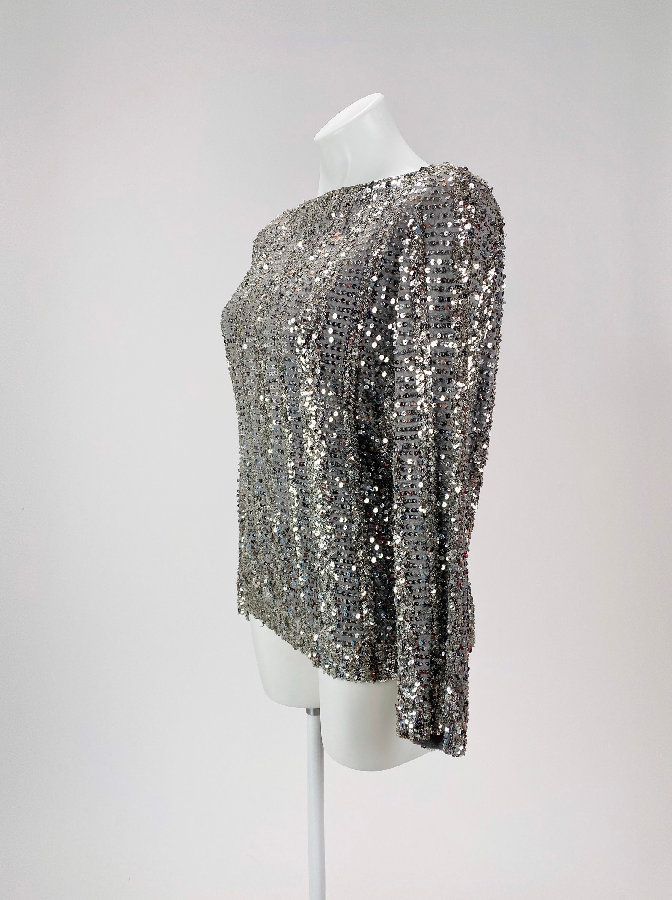 Vintage 1970s Silver Sequined Blouse Victoria Royal Ltd. Made - Etsy