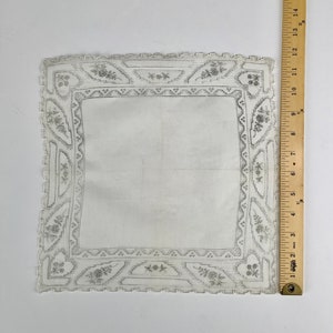 Vintage Appenzell Lace Hearts Embroidered Flowers Hankie White Handkerchief for a Bride, Wedding