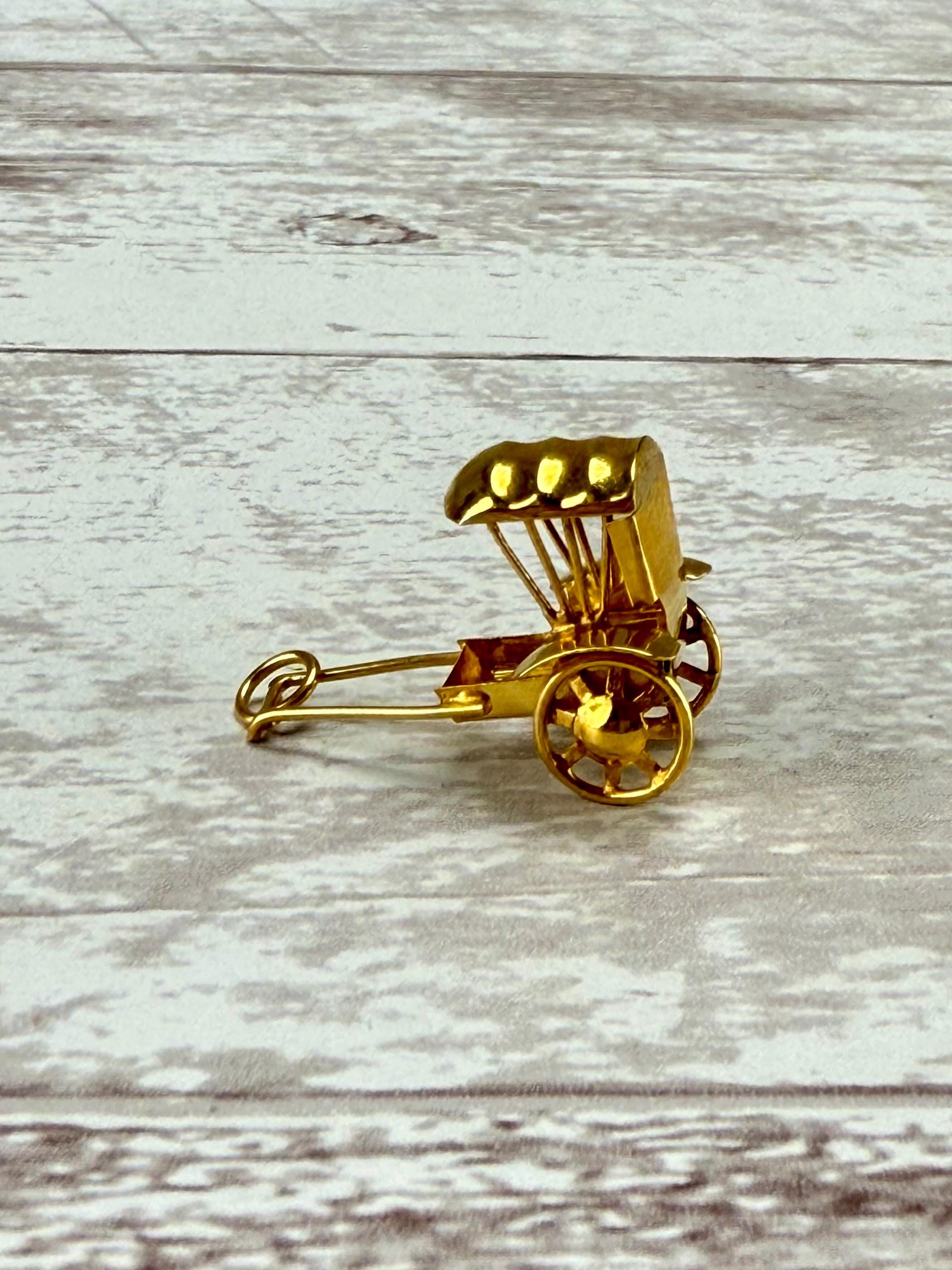 Vintage 14k Yellow Gold Rickshaw Cart Charm or Pendant 585 2.62g A - Etsy