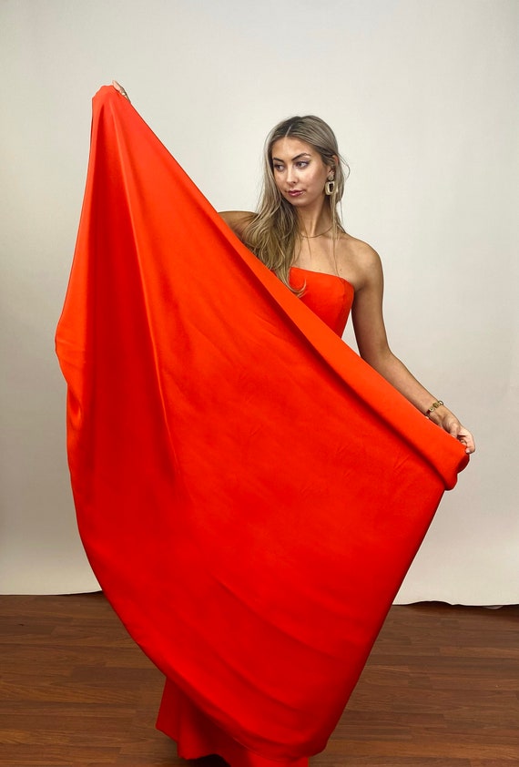 Vintage 1990s Designer Oscar de la Renta Silk Red… - image 9