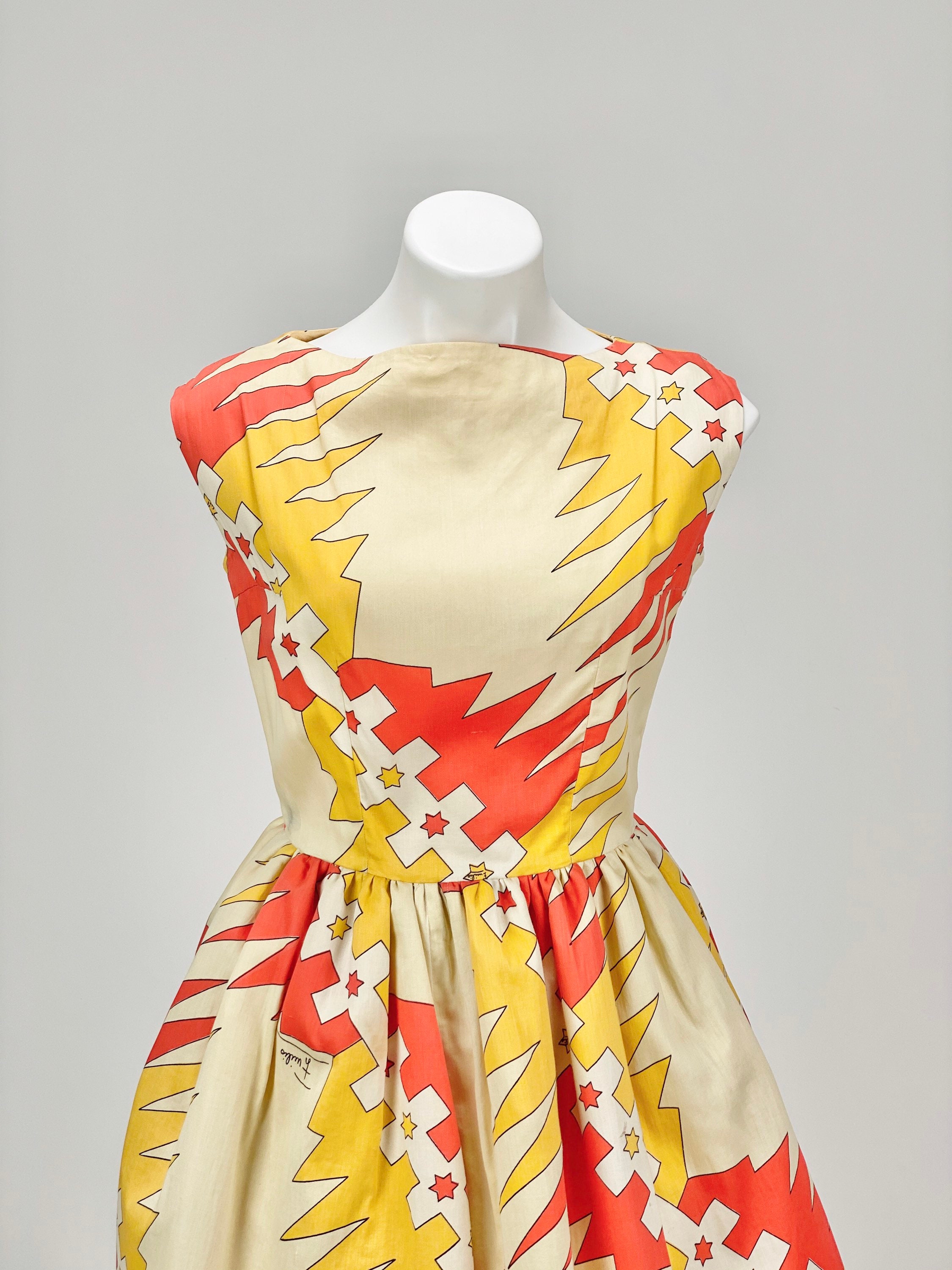 Vintage 1960s Original Emilio Pucci Cotton Fit and Flare Vintage 1960s Original Emilio Pucci Cotton Fit and Flare