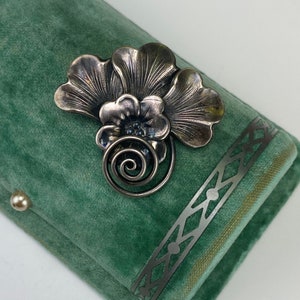 Vintage sterling silver brooch pin signed Sterling image 1