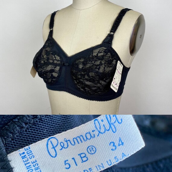 Vintage 80s Sculptress Black Brassiere, Undergarments, Bullet Bras