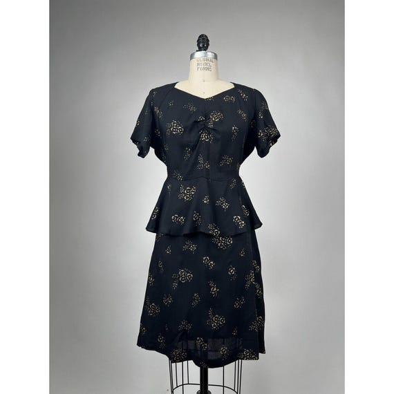 cream and gold wedding dresses Black Golden Floral Peplum Top With Skirt And Dupatta – Laalzari