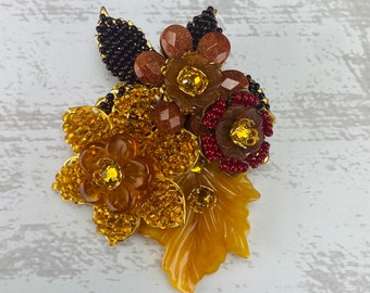 希少STANLEY HAGLER N.Y.C. ヴィンテージ　花と果実のブローチ 希少STANLEY HAGLER N.Y.C. ヴィンテージ 花と果実のブローチ