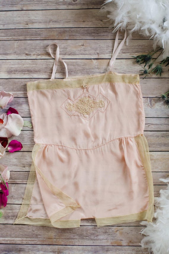 Vintage 1920s blush pink silk lingerie teddy shor… - image 3