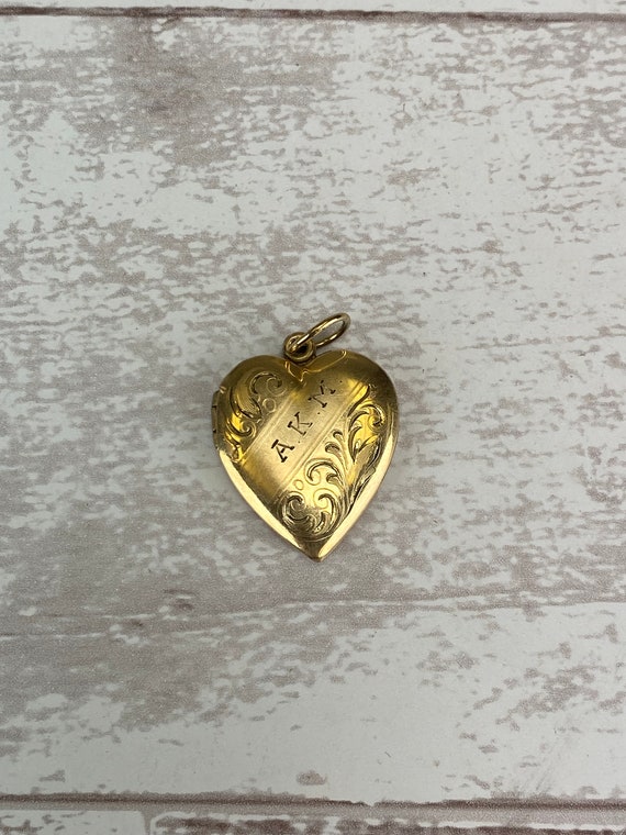 Retro 1940s Gold Filled Sweetheart Heart Shaped Lo