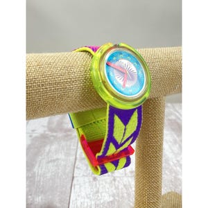 Vintage 1990s Pop Swatch Watch Neon PWK175 Waterskiing wrist watch as is image 1