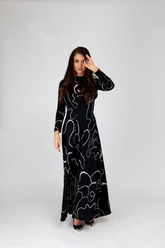 Vintage 1970s Clovis Ruffin Poly Jersey Maxi Dres… - image 2