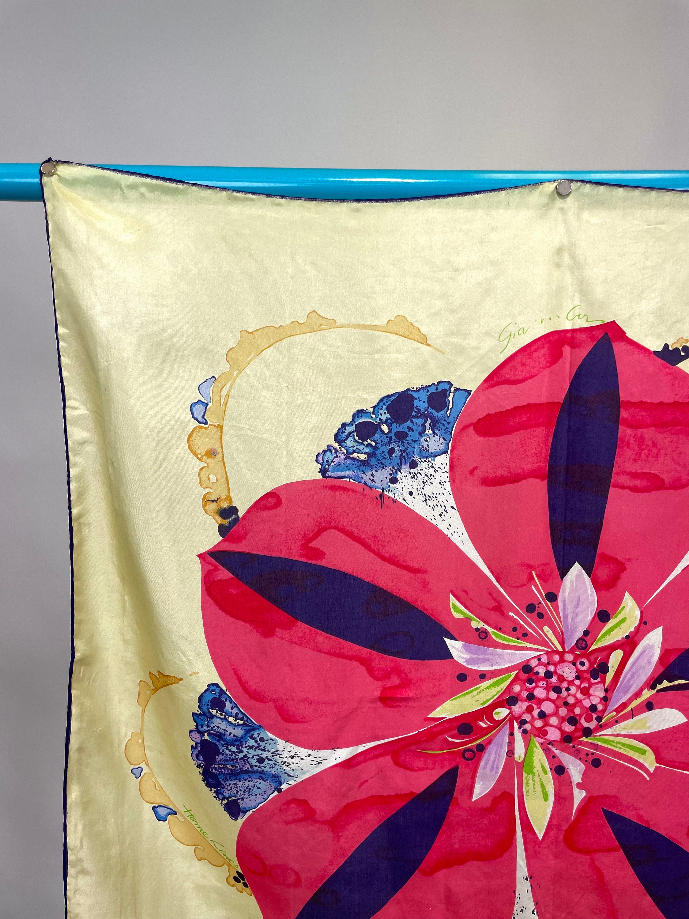 Vintage 1960s Home Lines Silk Scarf With Large Tropical