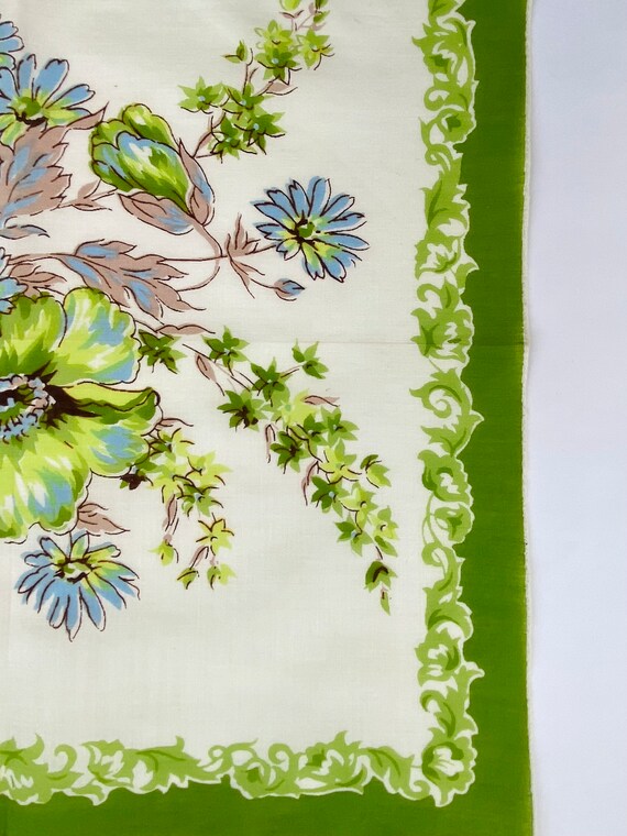 Lime Green Poppy and Daisy Floral Cotton Hanky Ha… - image 4