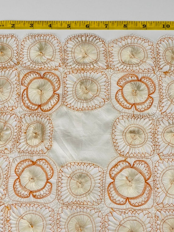 Special Vintage rare silk and thread lace orange,… - image 3