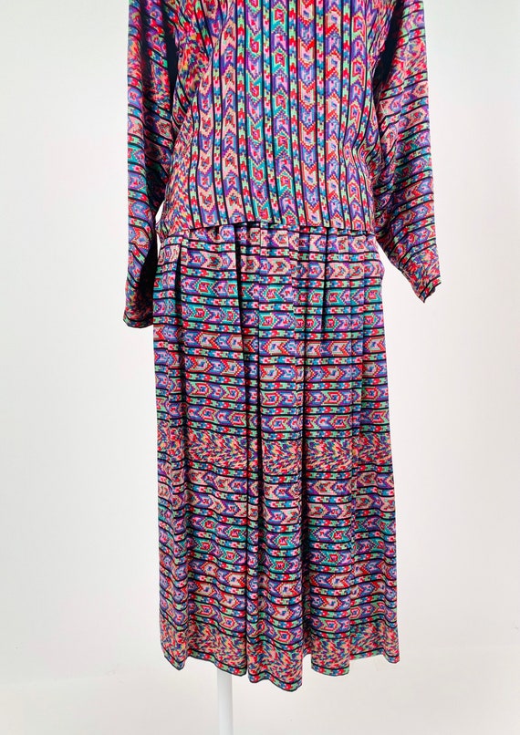 Vintage ODLR Oscar de la Rents silk bright geomet… - image 6