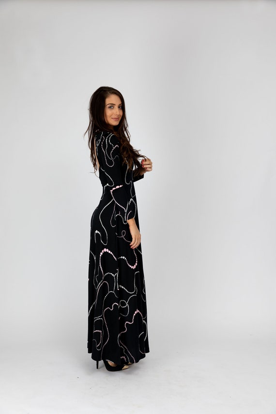 Vintage 1970s Clovis Ruffin Poly Jersey Maxi Dres… - image 1