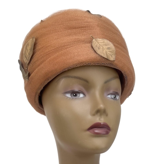 1960's Spun Tulle Beehive Golden Leaves Mr. John Sophisticate Hat