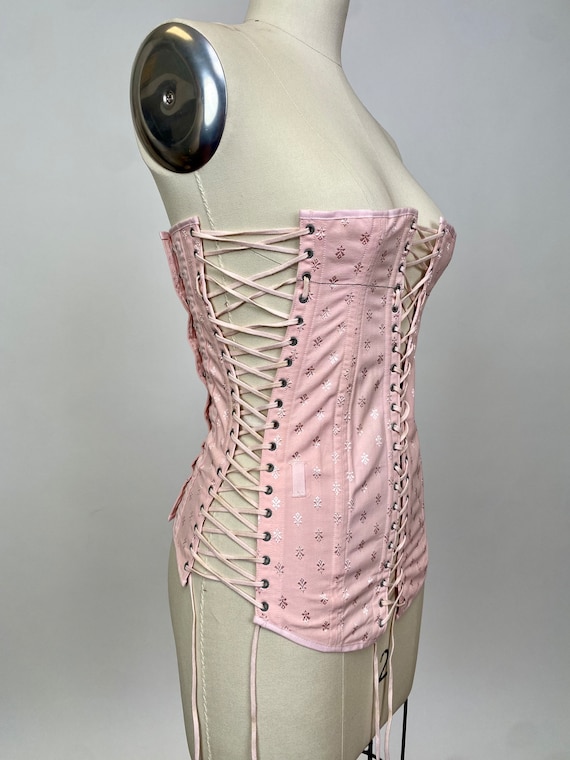 Rare Vintage Early 1900s Spirella Corset, Bustier, Lace up Undergarment  With Original Cover, Size Slender, Body Shaper, Pale Blush Pink 