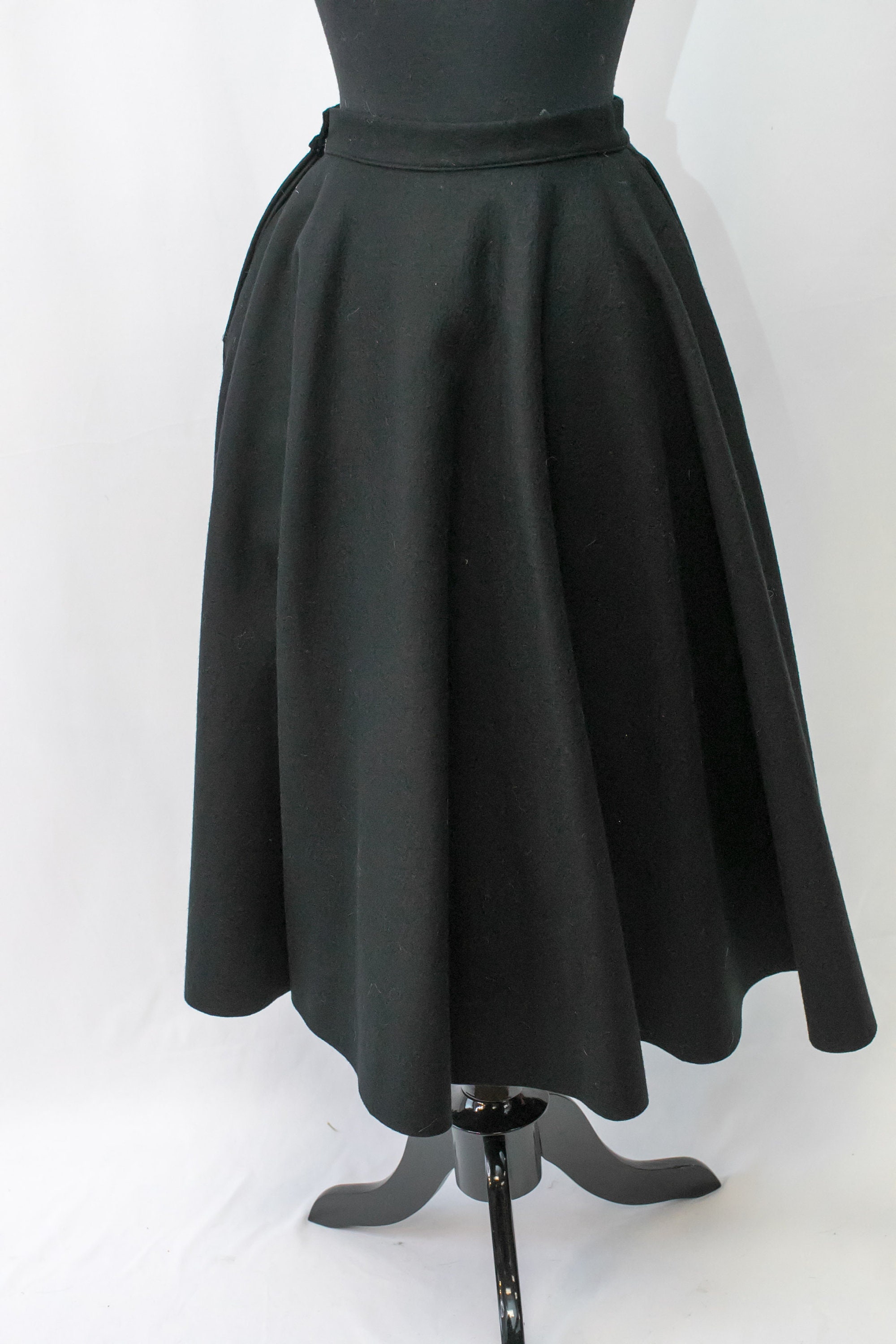 Vintage 1950s Black Felt Long Full Circle Skirt With Hand | Etsy