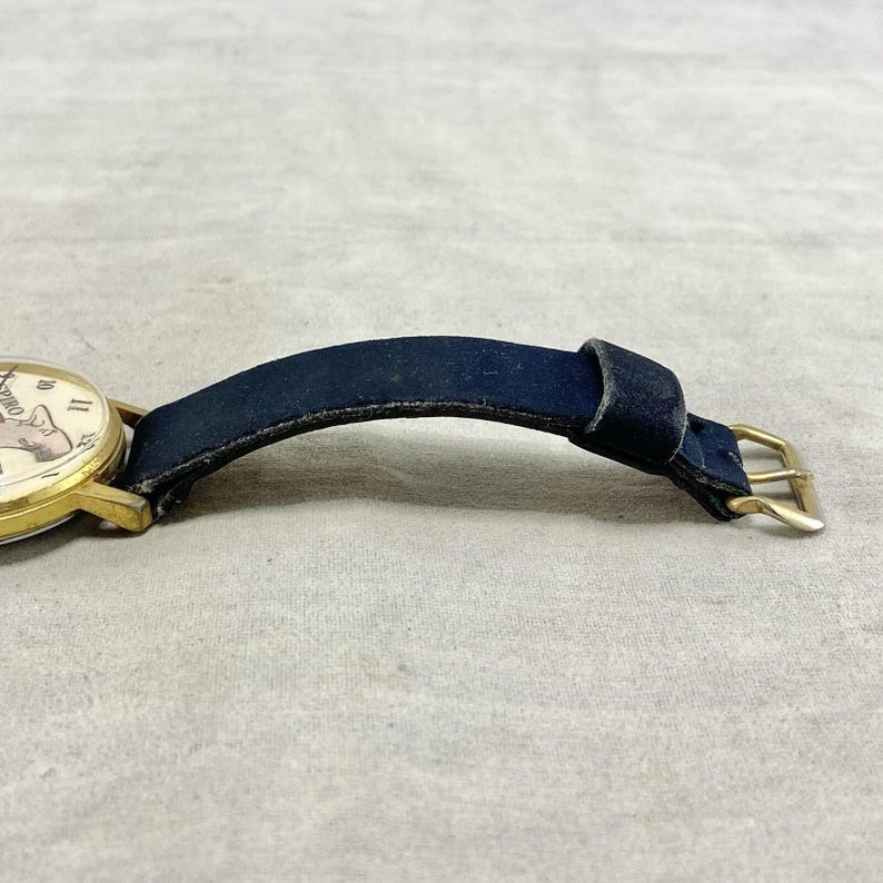 Reloj de pulsera Sheffield Spiro Agnew vintage de 1970, movimiento mecánico, correa azul oscuro. imagen 10