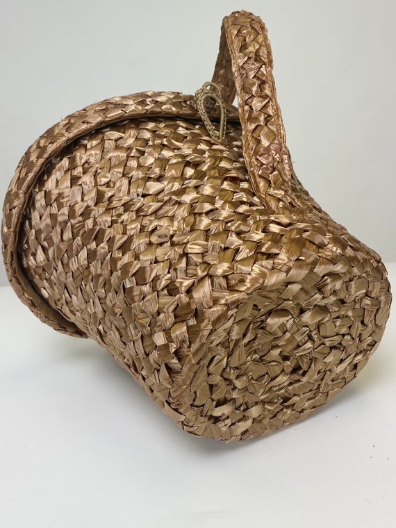 Vintage 1940s Novelty Raffia Antique Travel Hat B… - image 4