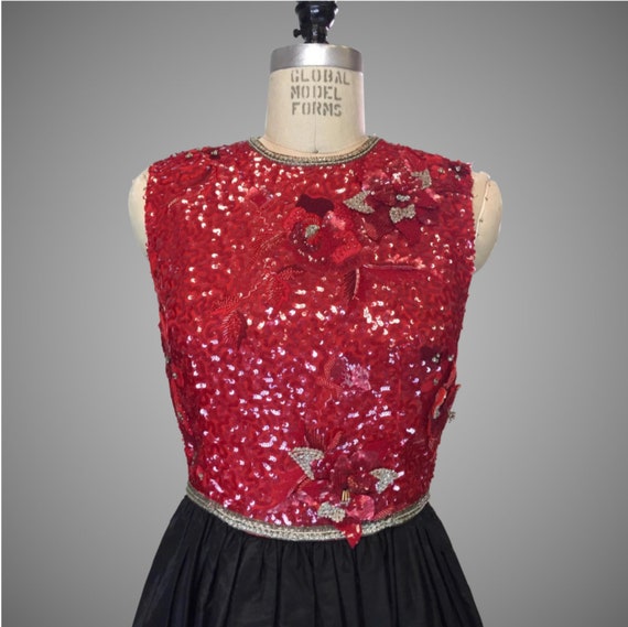 1970s Designer Richilene New York Paris Red Sequi… - image 2