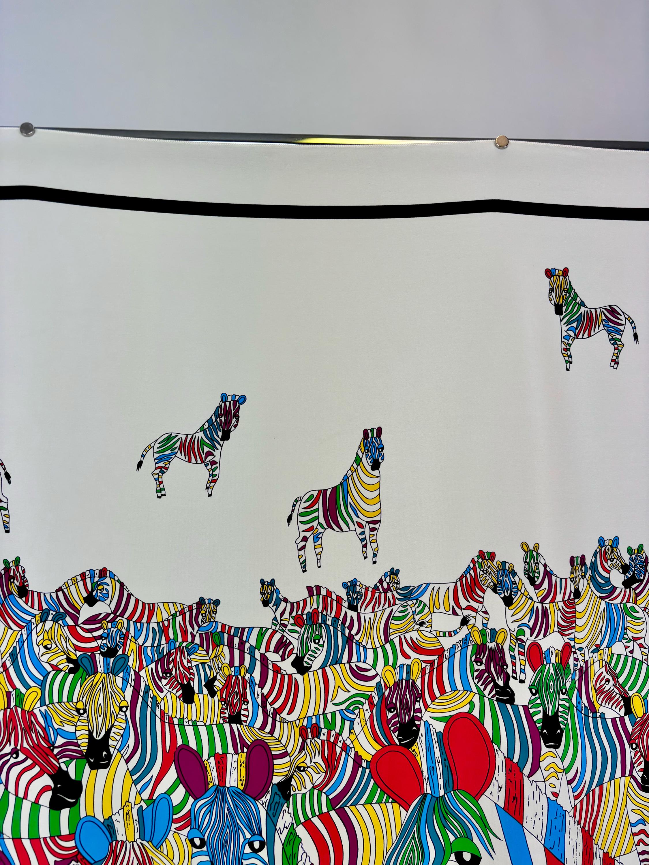 Vintage Multicolor Bright Pop Art Zebra Silk Scarf Gant Vintage Multicolor Bright Pop Art Zebra Silk Scarf Gant