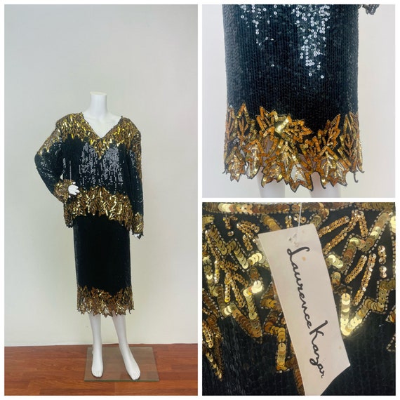 Vintage 1980's Does 1920's Sequins Blouse and Ski… - image 1