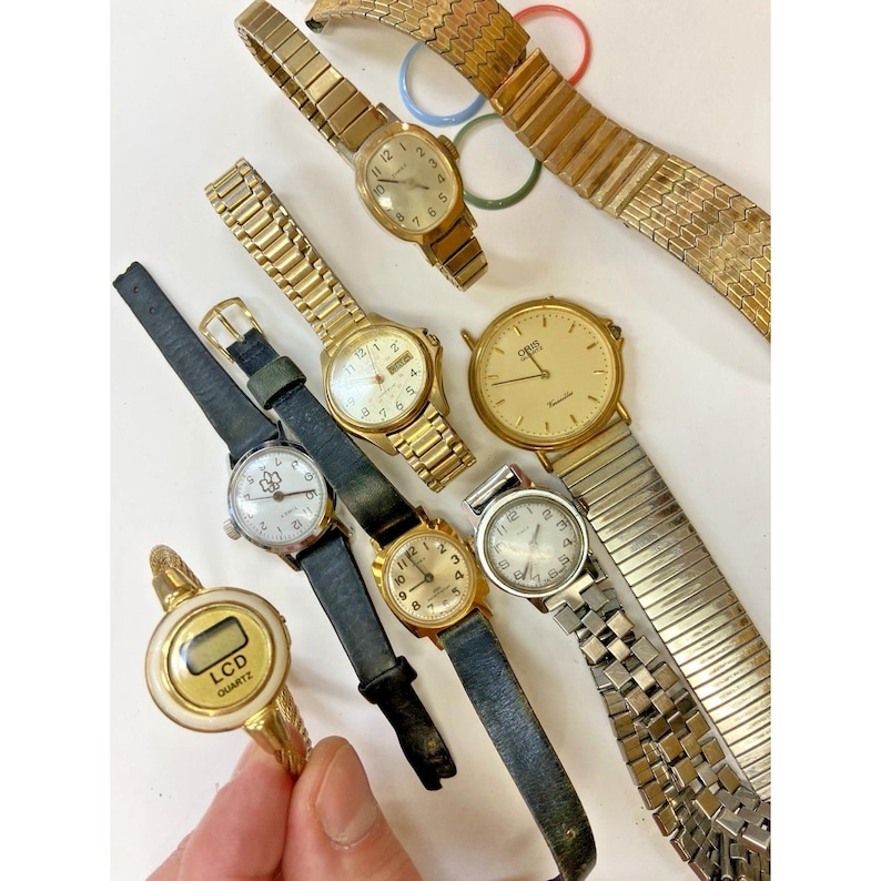 Vintage ladies wrist watch lot for parts repair TIMEX Oris Citizen AS IS image 11