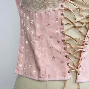 Rare Vintage early 1900s Spirella Corset front, bustier, lace up undergarment, body shaper, pale blush pink image 6