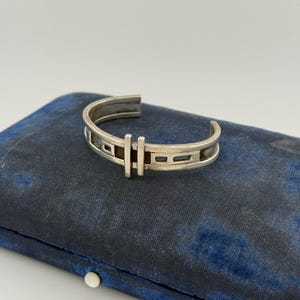 Vintage Southwestern Sterling Silver Geometric signed KH Modernist Cuff Bracelet